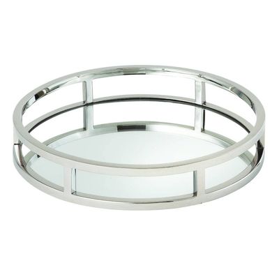 Elegance Beam Round Mirror Tray,10.75"