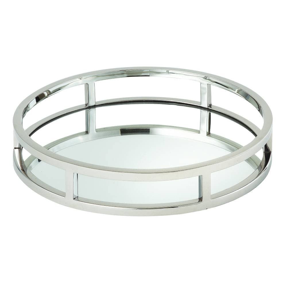 Elegance Beam Round Mirror Tray,10.75"