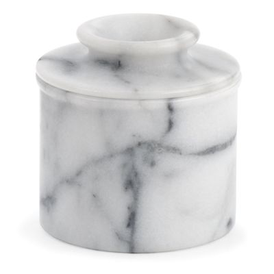 RSVP International White Marble French Butter Pot, Holds One Stick or 1/2 Cup | Made From Natural White Marble | Keep Butter Fresh & Spreadable at Room Temperature in Crock Dish