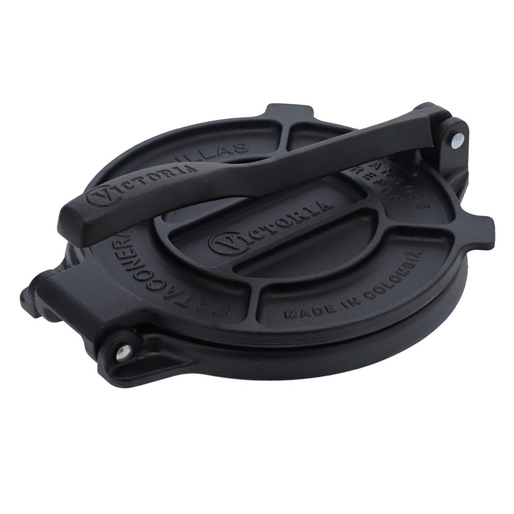 Victoria 6.5 Inch Cast Iron Tortilla Press. Tortilla Maker, Flour Tortilla press, Rotis Press, Dough Press, Pataconera Seasoned with Flaxeed Oil