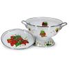 Golden Rabbit Enamelware Colander and Drip Plate Gift Set, Strawberry view 2