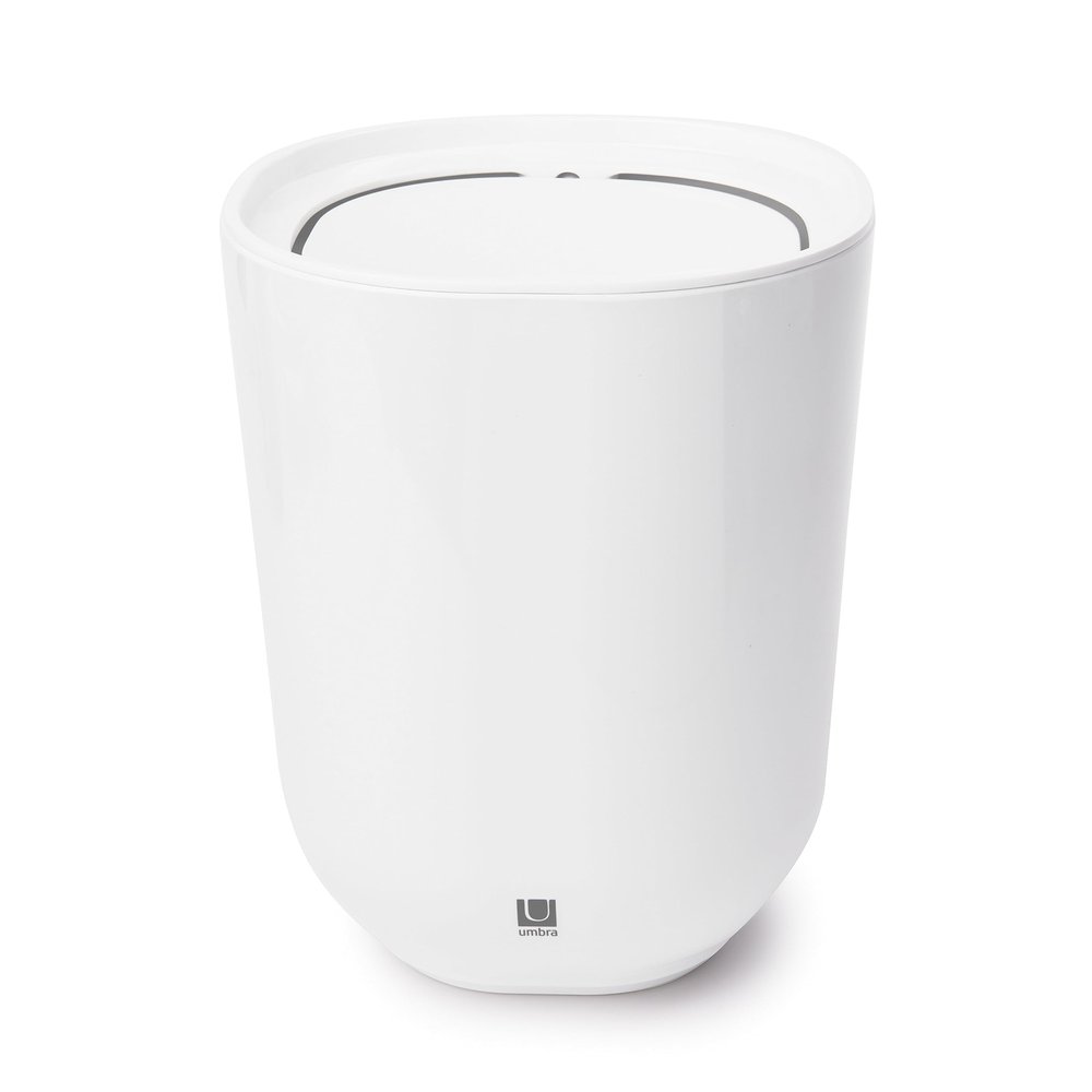 Umbra Step Swing-Top Lid, Small Garbage/Trash Can (1.7 Gallons), Melamine Durable Bathroom Accessories, White