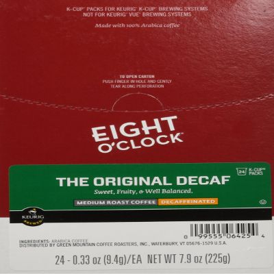 Eight O'Clock Original Blend Decaf Coffee, Medium Roast, Keurig K-Cup Pods, 24/Box (06425)
