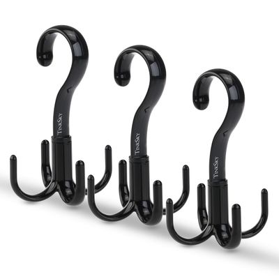 TinkSky Belt Hanger Scarf Tie Rack Holder Hook for Closet Organizer 360 Degree Rotating 3 Pack