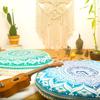 Mandala Life ART Yoga Decor Floor Cushion Cover - Round Meditation Pillow Case - Hand Printed Organic Cotton Pouf view 2