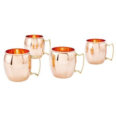 Old Dutch International, Purveyors of the ORIGINAL MOSCOW MULE MUG, Unlined Moscow Mule Mug, 16-Ounce, 100% Pure Copper, Set of 4 (OS429)