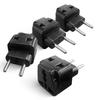 OREI 2 in 1 USA to Europe, Russia, Italy Adapter Plug (Type C) - 4 Pack, Black view 1
