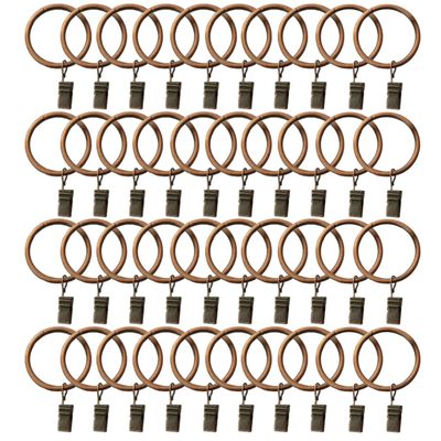 Xin store 40-Pack Copper Metal Curtain Rings with Clips (1.5")