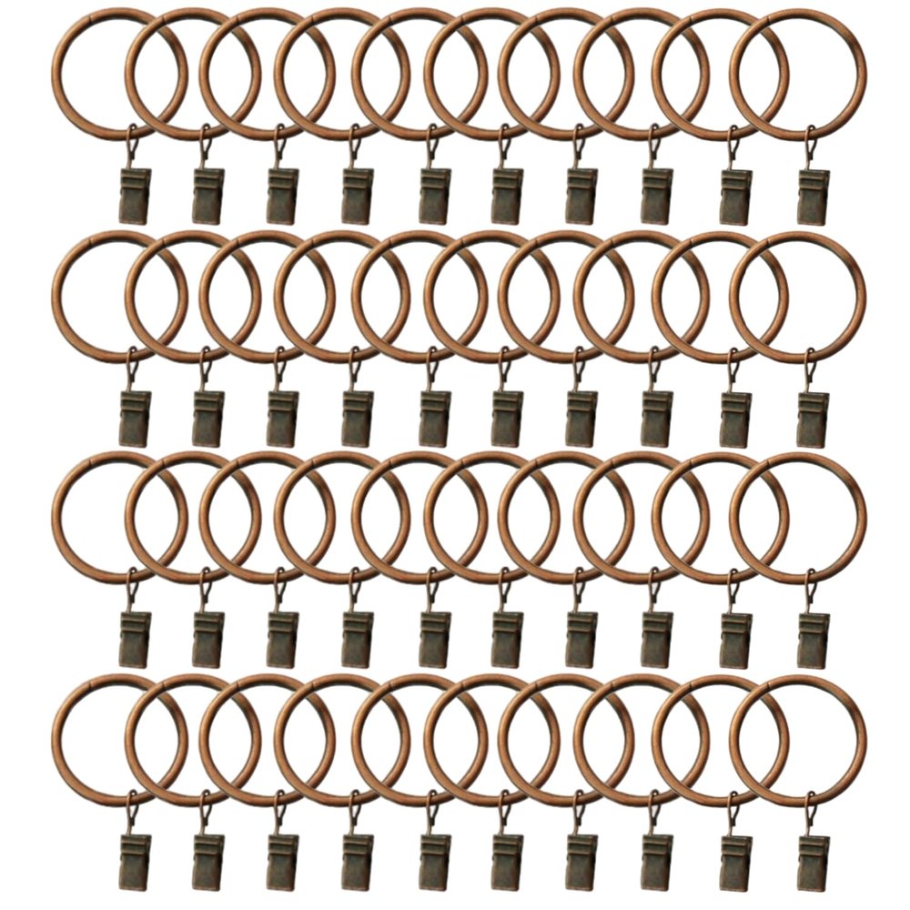 Xin store 40-Pack Copper Metal Curtain Rings with Clips (1.5")