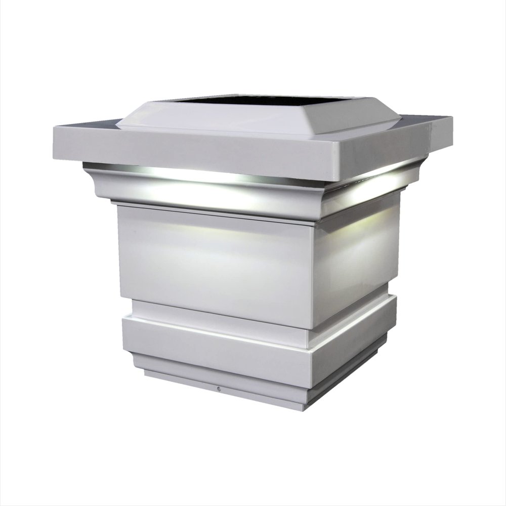 Classy Caps SL074W 4x4 Classy Solar Post Cap - White  High-Performance Solar LED Lights, Durable PVC (Vinyl) Construction, Weather-Resistant, Ideal for Outdoor Posts, Warn & Cool Light Modes
