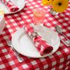 DII Checkered Tabletop Collection 100% Cotton, Machine Washable, Tablecloth, 70" Round, Red view 3