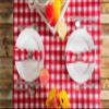 DII Checkered Tabletop Collection 100% Cotton, Machine Washable, Tablecloth, 70" Round, Red view 4
