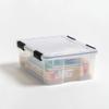 IRIS USA 30.6 Quart WEATHERPRO Plastic Storage Box with Durable Lid and Seal and Secure Latching Buckles, 6 Pack, Weathertight, Keep Pest Dust and Moisture Out, for Oversized Bulky Items, Clear/Black view 2
