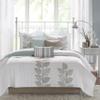 Madison Park Caelie Quilt Modern Classic Design All Season, Breathable Coverlet Lightweight Bedding Set, Matching Shams, Decorative Pillow, King/Cal King(104"x94"), Leaf Blue 6 Piece view 1