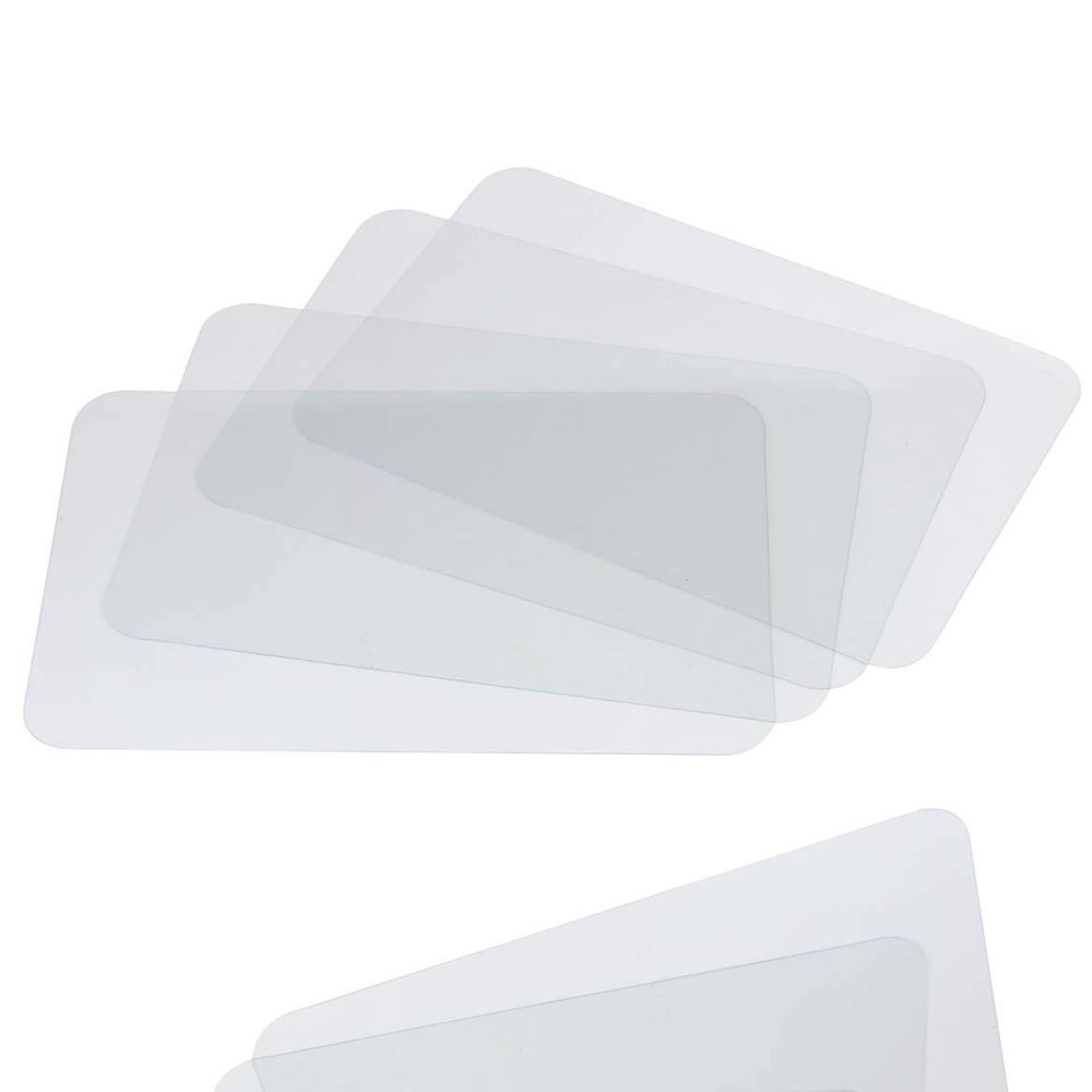 CraftyCrocodile Clear Plastic Placemats Set of 4 - Vinyl Table Protector for Dining, Kitchen, Office, Painting Table, Shelves - Heat Resistant, Crystal Clear, Wipeable Place Mats - 17.5x12