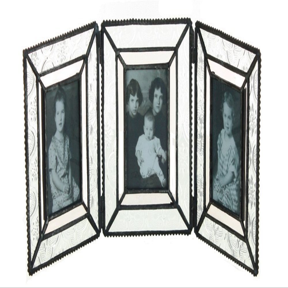 J Devlin Pic 172-3 Triple Picture Frame Vintage Stained Glass Holds 3 Photos 2 x 3 School Wallet Multiple