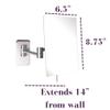 JERDON 8.75-Inch x 6.5-Inch Wall Mount Makeup Mirror - Personal Mirror with 5X Magnification & 14 inch Wall Extension - Nickel Wall Mount Arm - Model JRT695N view 3