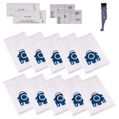 I-clean Replacement Miele Classic C1 / Complete C3 Canister Vacuum Cleaner Bags,10 Packs AirClean 3D Efficiency GN Dust Bags,with 2 Motor Protection Filter, 2 AirClean Filter
