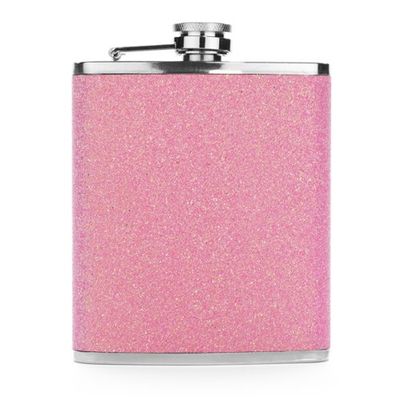 Pink Glitter 7oz Stainless Steel Hip Flask