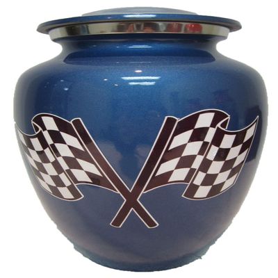 210 Blue Racing Flag Adult Cremation Urn