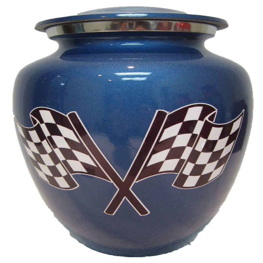 210 Blue Racing Flag Adult Cremation Urn
