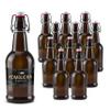 Ilyapa 16 Ounce Amber Swing Top Glass Bottles - 12 Pack Flip Top with Airtight Lid, for Home Brewing - Kombucha, Soda, Coquito, Kefir, Juice view 1