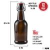 Ilyapa 16 Ounce Amber Swing Top Glass Bottles - 12 Pack Flip Top with Airtight Lid, for Home Brewing - Kombucha, Soda, Coquito, Kefir, Juice view 2