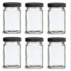 Nakpunar French Square Glass Spice Jars with Shaker Fitmens and Caps (6, 4 oz Black) view 1