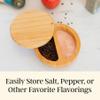 Totally Bamboo Salt Keeper Duet  Bamboo Salt Cellar with Dual Compartments for Salt and Pepper or Spices, Magnetic Swivel Lids, Natural Bamboo Salt Box, 8 Ounce Capacity view 3