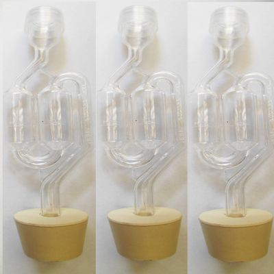 Craft A Brew 4602x3.4616x3 3ct. - S-Shape Airlock with #6.5 Stopper - Set of 3 (Bubble Airlock)