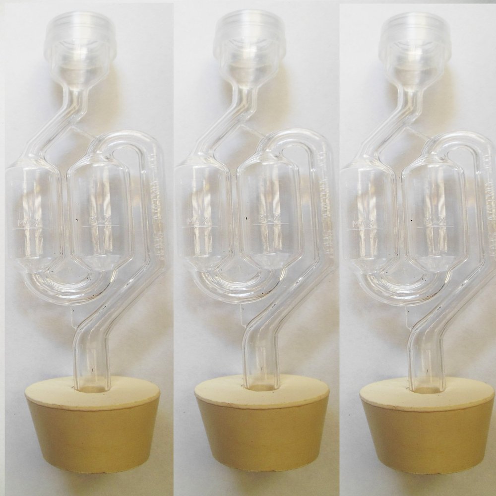 Craft A Brew 4602x3.4616x3 3ct. - S-Shape Airlock with #6.5 Stopper - Set of 3 (Bubble Airlock)