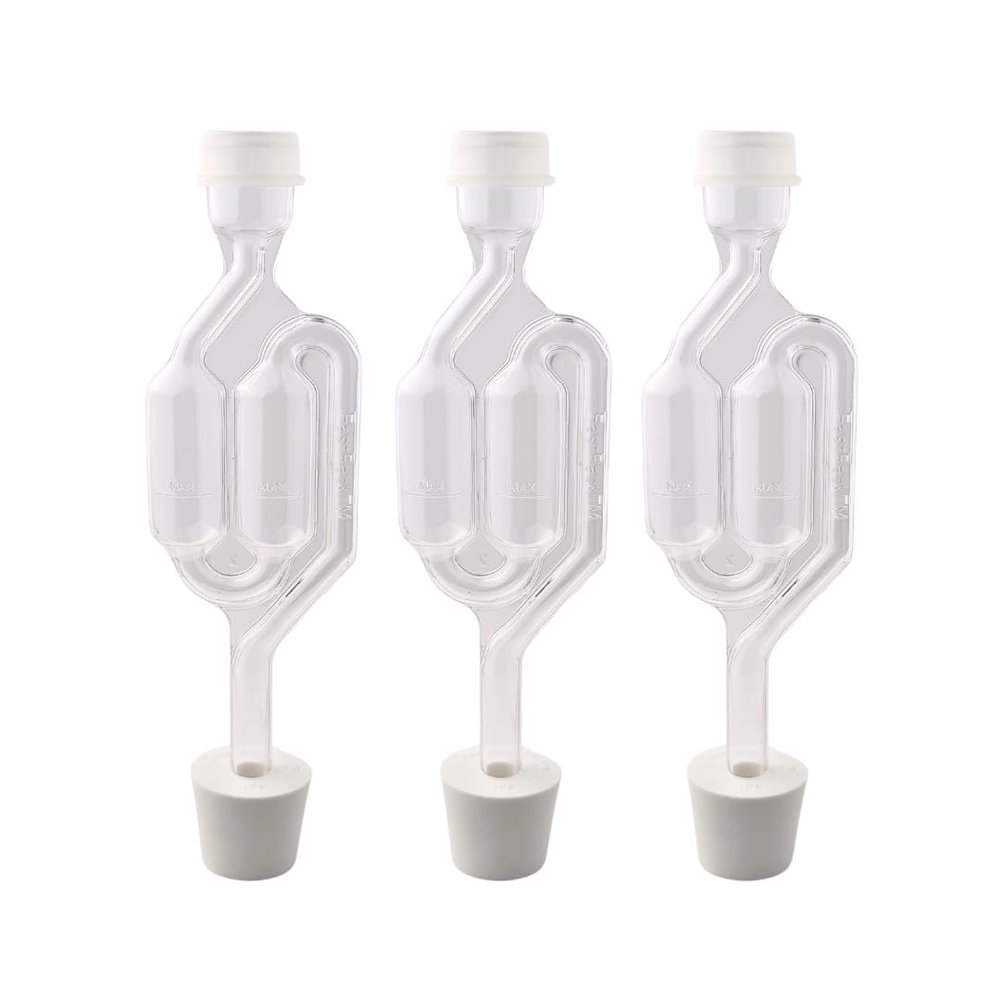 Fastrack Airlocks for Fermenting (Set of 3) | Bubble Airlock for Wine Making and Beer Making | BPA-Free S-Shaped | Used for Brewing Wine, Beer, Pickles & More | Transparent