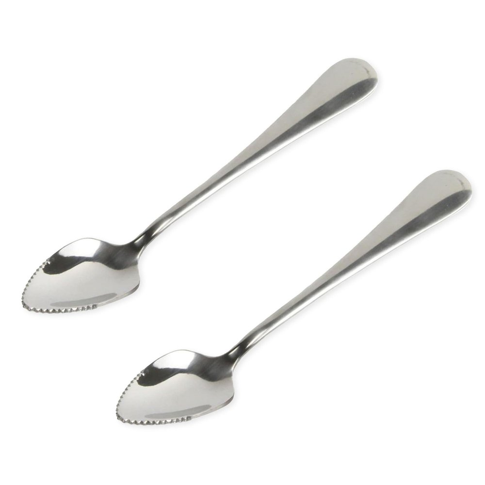 Chef Craft - Select Serrated Grapefruit Spoon, 6.5 Inches 2 Piece Set of Grapefruit Spoons with Serrated Edge, Stainless Steel, Dishwasher-Safe