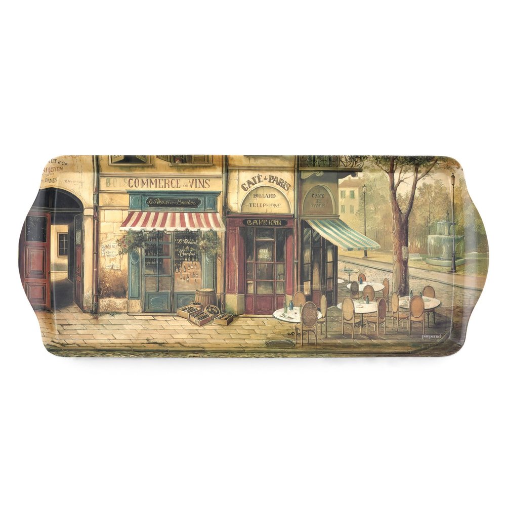 Pimpernel Parisian Scenes Melamine Rectangular Tray (15.25" x 6.5") Paris Street Inspired Decorative Platter, Durable Lightweight Design for Kitchen Display & Holiday Entertaining