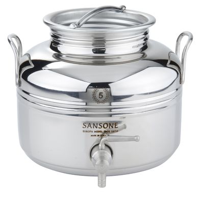 Sansone NSF Stainless Steel Water Dispenser Container with Spigot, 1.32 gallon jug (5 Liter)