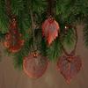 Aspen Leaf Ornaments, Set of 2 - One Copper Dipped, One Gold Dipped, Real Leaves, 2.5 Inch Length, Adjustable Ribbon Ties view 3