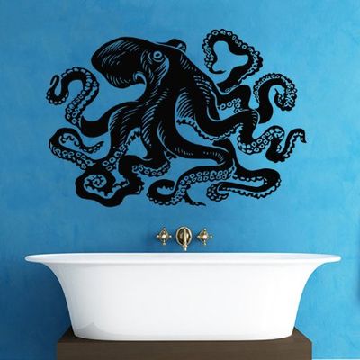 Octopus Tentacles Sprut Kraken Ocean Sea Animal Wall Vinyl Decal Art Sticker Home Modern Stylish Design Interior Decor for Any Room Smooth and Flat Surfaces Housewares Murals Window Graphic Bedroom Bathroom Living Room (3956)