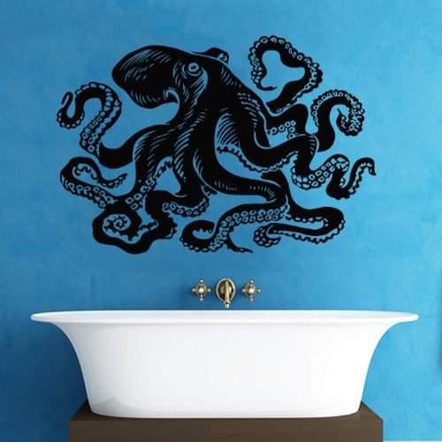 Octopus Tentacles Sprut Kraken Ocean Sea Animal Wall Vinyl Decal Art Sticker Home Modern Stylish Design Interior Decor for Any Room Smooth and Flat Surfaces Housewares Murals Window Graphic Bedroom Bathroom Living Room (3956)