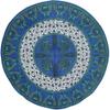 India Arts Floral Peacock Round Cotton Tablecloth 72" Blue view 1