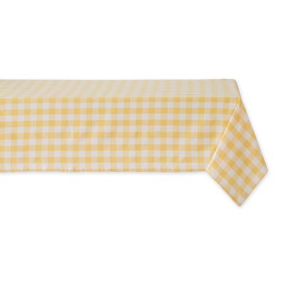DII Checkered Tabletop Collection 100% Cotton, Machine Washable, Tablecloth, 52x52, Yellow