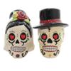 Pacific Giftware Day of The Dead Bride and Groom Skulls Ceramic Salt and Pepper Shakers view 1