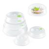 Flexzion Microwave Plate Covers Set of 5 - BPA-Free Microwave Cover with Adjustable Steam Vent, Dishwasher Safe Microwave Splatter Cover, Transparent Plastic Food Covers for Microwave Cooking view 1