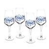 Spode Blue Italian Stemmed Wine Glasses, Set of 4 - 16oz Decorative Goblets with Scroll Rim Detailing & Countryside Scene for Red or White Wine, Dining, Entertaining - Great Mother's Day Gift view 1