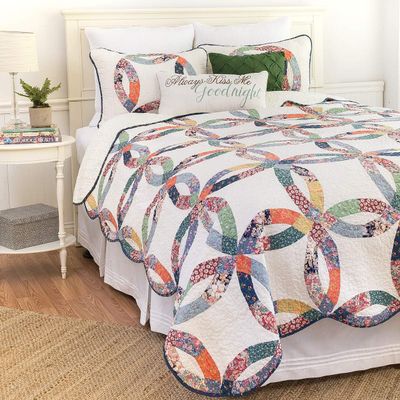 C&F Home Heritage Double Wedding Ring Patchwork Premium 3-Piece Full/Queen Bedding Set All Seasons Luxury Vintage Machine Washable Reversible Lightweight Quilt Bed Bedroom Anniversary Romantic Gift