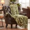 Chanasya Premium Wolf Faux Fur Throw Blanket - Soft, Fuzzy Sherpa & Minky Throw Blanket - for Bed or Couch - 50" x 65 - Green view 2