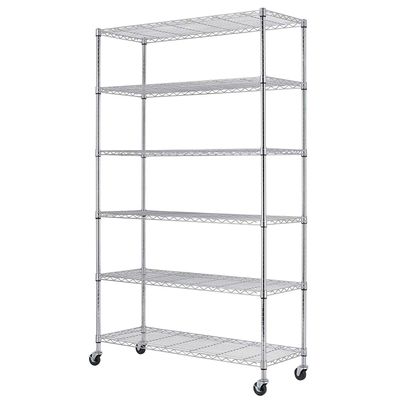 BestMassage 72"x48"x18" 6 Tire Wire Shelving Unit NSF Storage Shelves Large Heavy Duty Metal Shelf Organizer Height Adjustable Commercial Grade Steel Rack 2100 LBS Capacity with Wheels (Chrome)