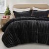 Madison Park Faux Fur Reversible Comforter Set, Down Alternative Filling, Modern Quilted Bedding with Matching Shams, King/California King, Black view 1