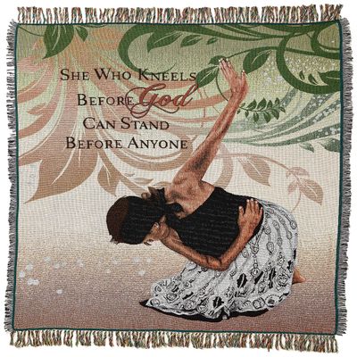 African American Expressions - for Mom, She Who Kneels Tapestry Throw (100% Cotton, 4' x 5') TH-22