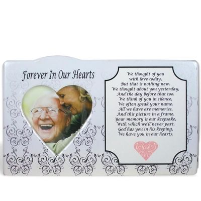 BANBERRY DESIGNS Memorial Sympathy Photo Frame - Loving Memory Tribute for a Cherished Loved One - We Thought of You with Love Today - Forever In Our Hearts - 3.5" X 3.5" Picture