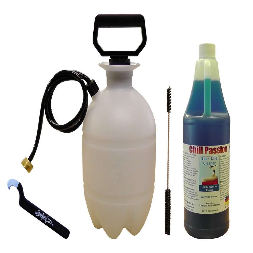Tap and Draft Cleaning Kit with Caustic 32 oz Beer Line Cleaner